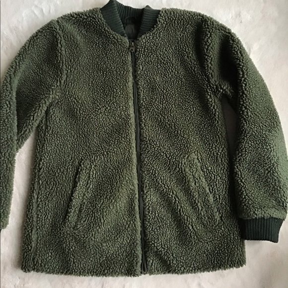 Abercrombie and Fitch green Sherpa zip up jacket - Picture 2 of 3